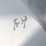 Christmas Gift Fashion Tassel Moonstone Moon Earrings For Women Jewelry Pendientes Trendy eh1397