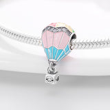 Silver Color Colorful Hot Air Balloon Charm Beads Fit Original Pandach Bracelet women plata de ley Color pendant bead jewelry
