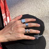 Aveuri 4Pcs/Set Hiphop Men's Ring Accessories Geometric Thick Size Silver Color Set Of Rings Vintage Punk Couple Jewelry Wholesale