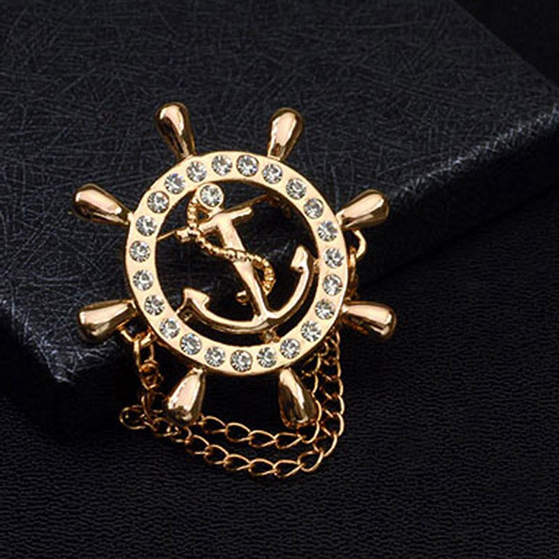 HUISHI Rhinestone Brooch Korean Luxury Rhinestone Music Note Brooch Guitar Tassel Chain Lapel Pins Men's Suit Buckle Pin For Men