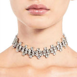 Aveuri Fashion Rhinestone Irregular Chain Choker Necklace Collar Jewelry For Women Luxury Big Crystal Clavicle Chain Choker Necklace