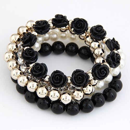 Charm Bracelets For Women Jewelry Rose Flower Multi-layer Wrap Flower Bracelets & Bangles Vintage Pulseras Mujer Pulseiras Femme