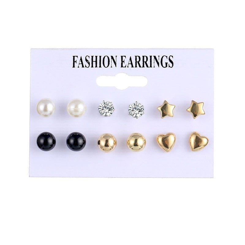 Aveuri White Simulated bead Earrings Set For Women On Ear Ball Stud Earrings Bijouteria brincos Jewelry Accessories Wholesale