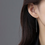 Aveuri 2023 New Fashion Exquisite Long Silver Color Love-Heart Tassel Earrings Female Light Luxury Personality Trend All-Match Party Jewelry