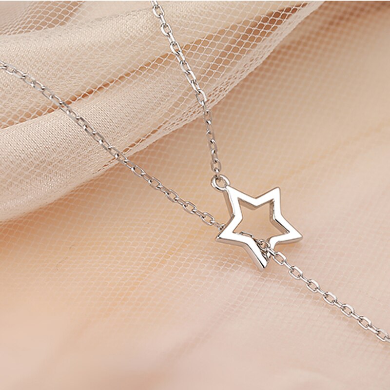 Aveuri Christmas Gift New Stars Zirconia Chain Necklace Shiny star Pendants Necklace For Women Gift Fine Jewelry NK060