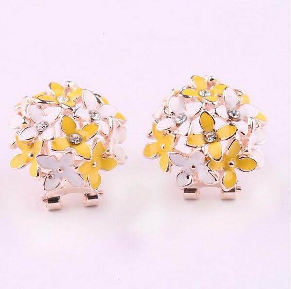 Stud Earrings for Women Female 2023 Boucle d'oreille Crystal Flower Clover Earring Gold Bijoux Jewelry Brincos Mujer