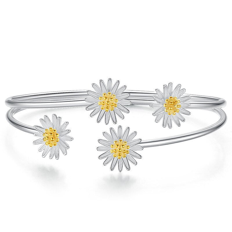 Christmas Gift alloy Adjustable Daisy Flower Charm Bracelet &Bangle For Women Elegant Wedding Jewelry Браслет sl042