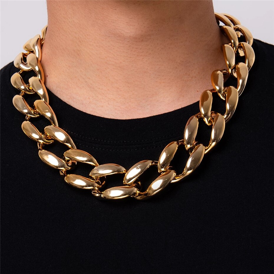 Aveuri  Exaggerated Acrylic CCB Big Choker Necklace For Women Steampunk Men Rock Chunky Thick Chain On The Neck Goth Jewelry