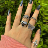 Vintage Knuckle Rings Set Finger Rings for Women Teen Girls Bohemian Butterfly Snake Heart  Ring Set AM3500