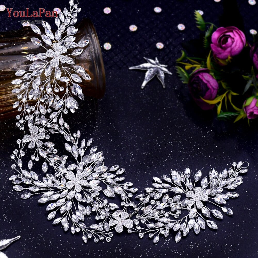 Aveuri HP240 Artificial Wedding Hair Accessories Exquisite Bridal Floral Headbands Wedding Big Crown For Bride Tiara Headwear