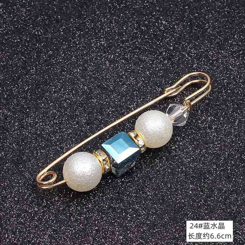 Lapel Pin Women Simulated-Pearl Pendant Pins Crystal Rhinestone Brooch For Woman Scarf Buckle Clips Hat Clothes Multipurpose Pin