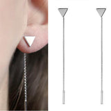 Christmas Gift New European and American Fashion Minimalist Gold/silver Color Triangle Metal Chain Tassel Earrings Elegant Earrings Jewelry