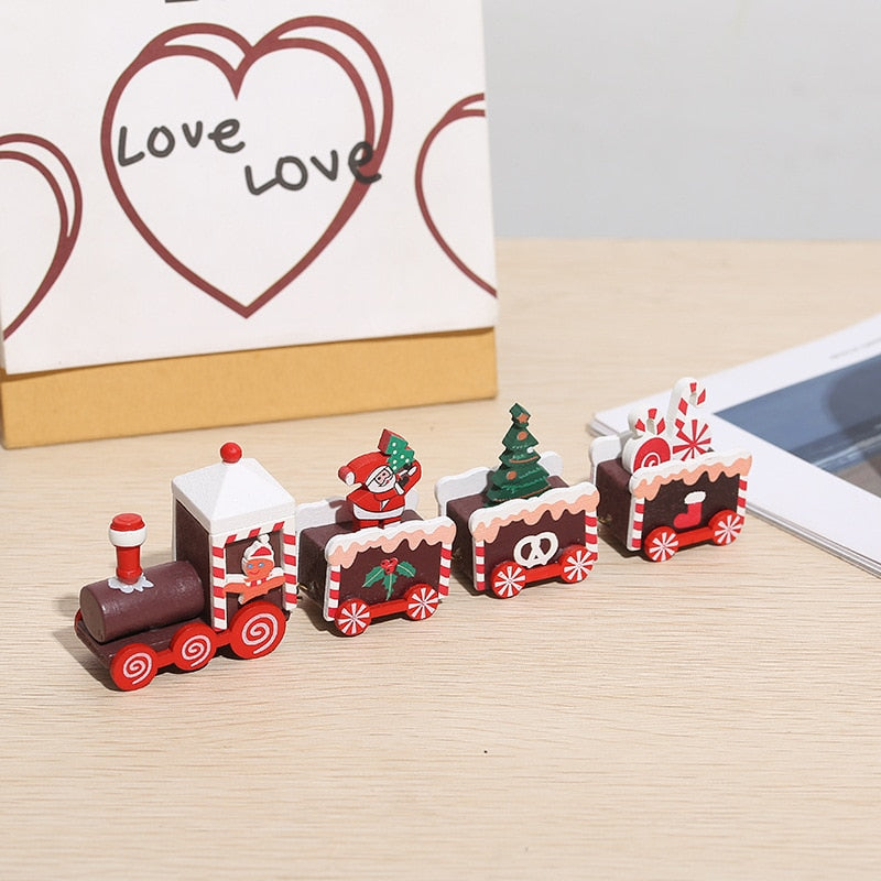 Christmas Gift Wooden Christmas Small Train Xmas Ornaments Merry Christmas Decor For Home Happy New Year 2022 Creative Kids Naviidad Gifts Toys