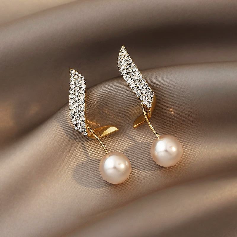 Christmas Gift Korean Fashion Geometric Metal Pearl Pendant Drop Earrings For Woman 2023 Gothic Girl's Elegant Jewelry Wedding Set Accessories