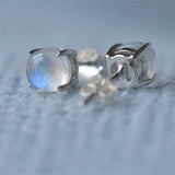 Christmas Gift Natural Moonstone Round Stud Earring For Women Party Jewelry pendientes Accessories eh1110