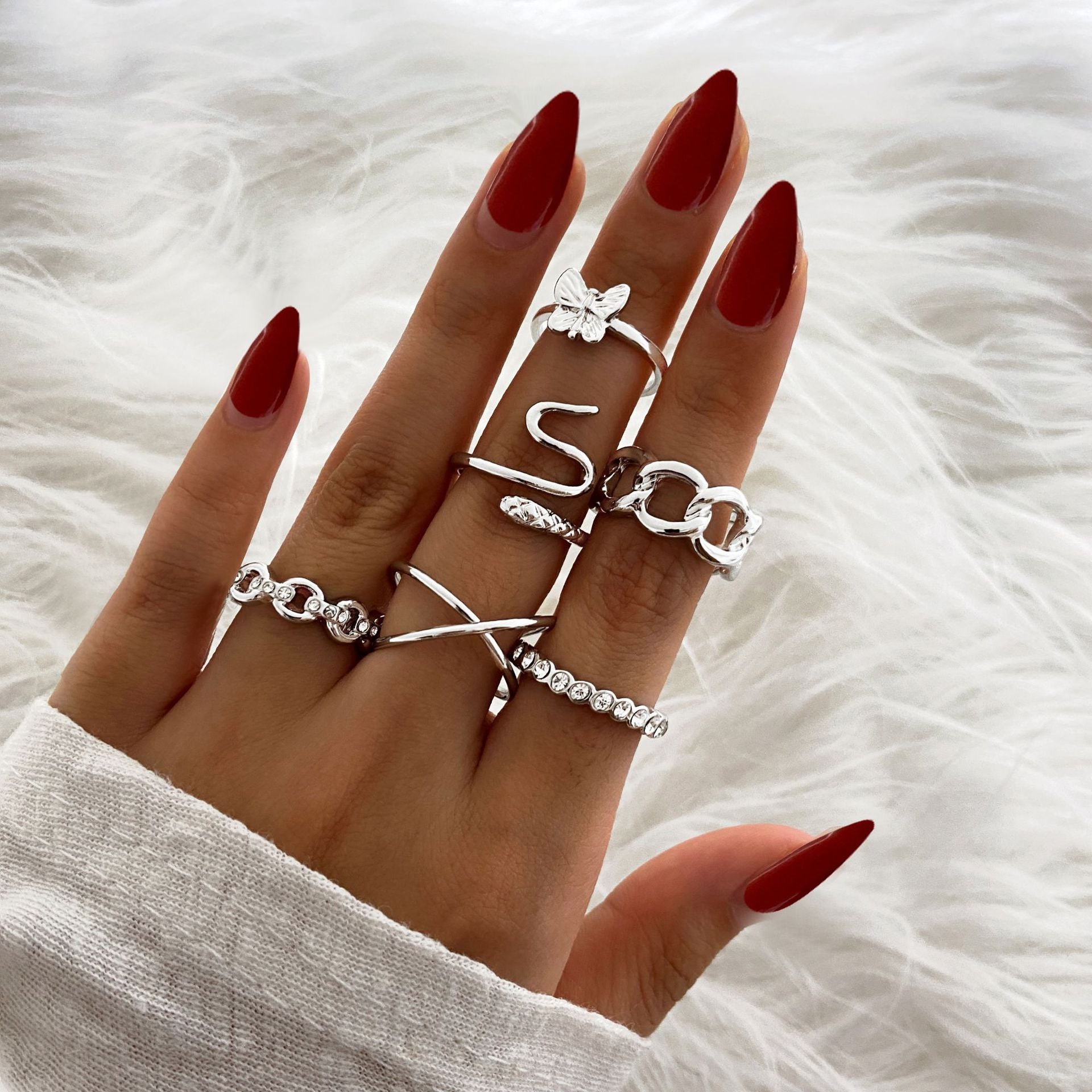 LATS Bohemian Gold Chain Rings Set For Women Fashion Boho Coin Snake Moon Star Rings Party 2023 Female Trend Jewelry Gifts