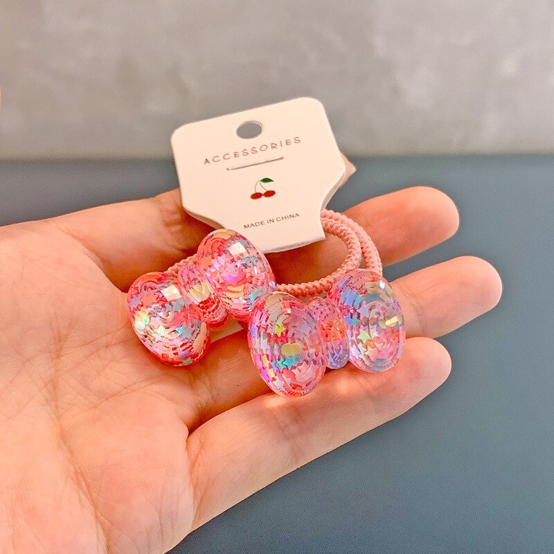 Aveuri Back to school Colorful Quicksand Star Elastic Hair Bnds Transparent Acrylic Flower Bowknot Hair Ties Girl Gum Lovely Kids Ponytail Holder Rope