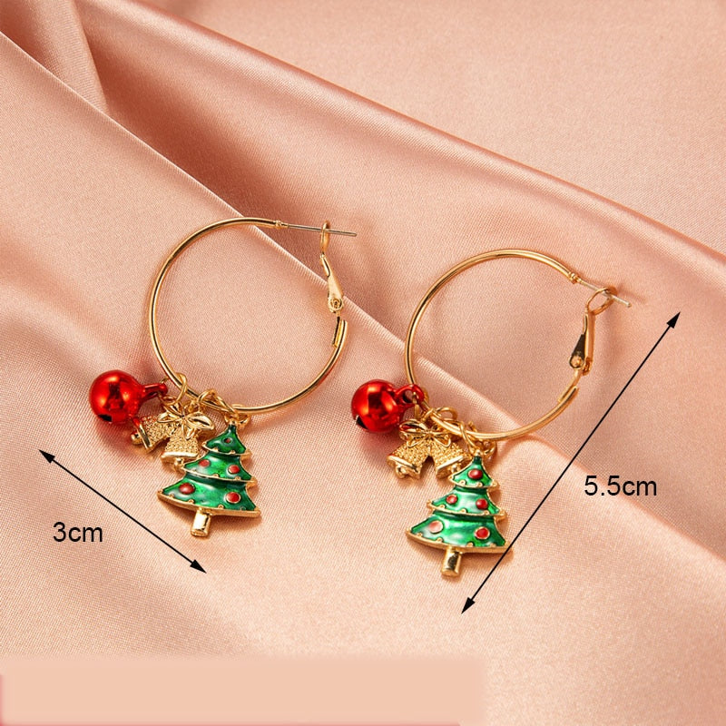 Christmas Gift New Trendy Statement Christmas Tree Earrings For Women Santa Claus Snowman Drop Earrings Jewelry Girls Christmas Gifts Wholesale