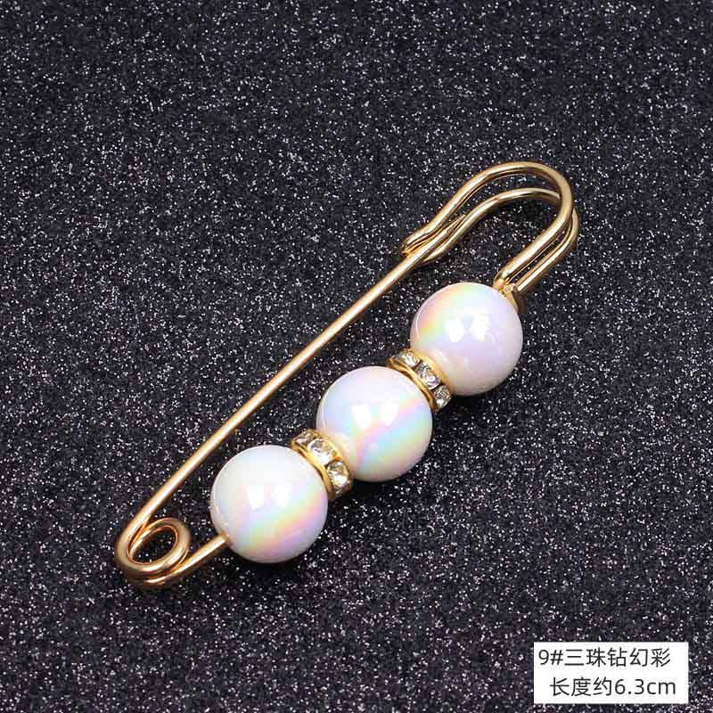 Lapel Pin Women Simulated-Pearl Pendant Pins Crystal Rhinestone Brooch For Woman Scarf Buckle Clips Hat Clothes Multipurpose Pin