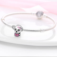 Silver Color Holding a Care Bear Beads Fit Original Pandach Bracelet women plata de ley Silver Color pendant bead diy jewelry