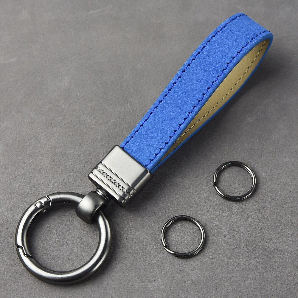 Aveuri Leather Car Key Chain Frosted Top Leather Spring Coil Key Pendant Gift