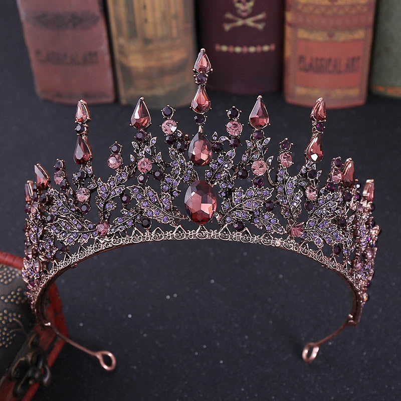 Aveuri Christmas Gift Vintage Baroque Headbands Crystal Luxury Tiaras Crowns Bride Headpieces Bridal Hair Jewelry for Women Wedding Hair Accessories