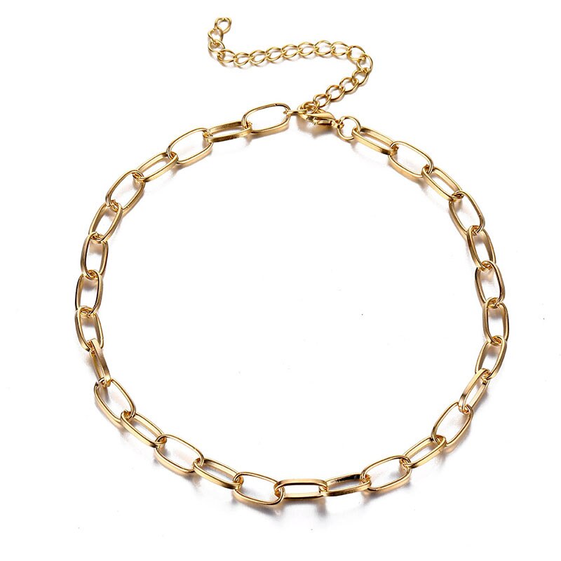 Christmas Gift Punk Chain Toggle Clasp Gold Necklaces Mixed Linked Circle Necklaces For Women Chunky Thick Choker Necklace Female Jewelry