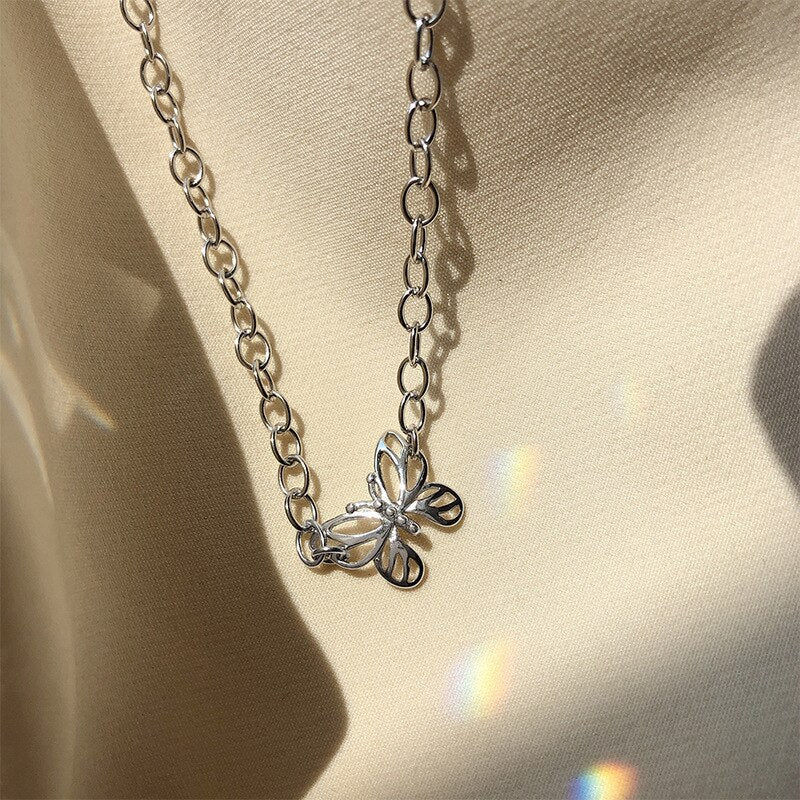 Christmas Gift Punk Butterfly Charm Necklace For Women choker collares Wedding Party Jewelry dz283