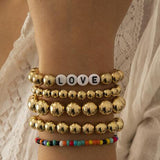 Colorful Bead Bracelet Set for Women  LOVE Lettle Punk Hip Hop Ethnic Bracelet Fashion Jewelry Trendy Accessory AM3152