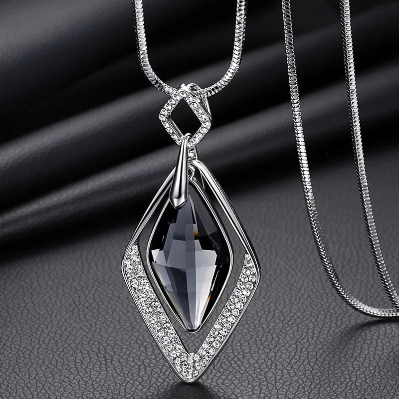 Meyfflin Long Necklaces & Pendants for Women Collier Femme Geometric Statement Colar Maxi Fashion Crystal Jewelry Bijoux 2023