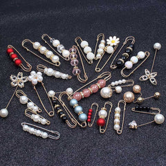 Lapel Pin Women Simulated-Pearl Pendant Pins Crystal Rhinestone Brooch For Woman Scarf Buckle Clips Hat Clothes Multipurpose Pin