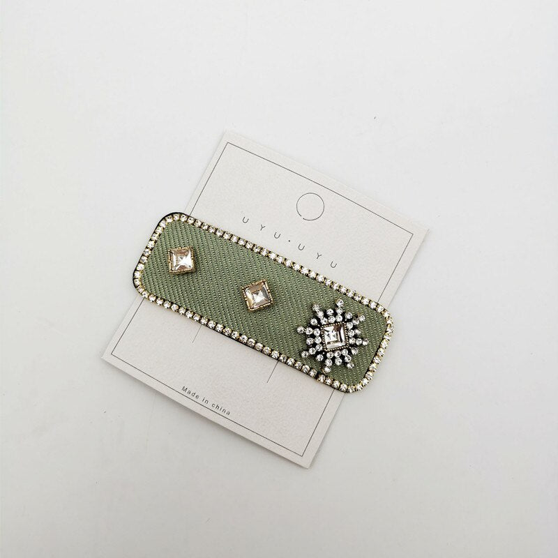 Diamond-studded candy-colored hair clip fashion hair accessories women rhinestone drop-shaped rectangular BB clip wild hairpins