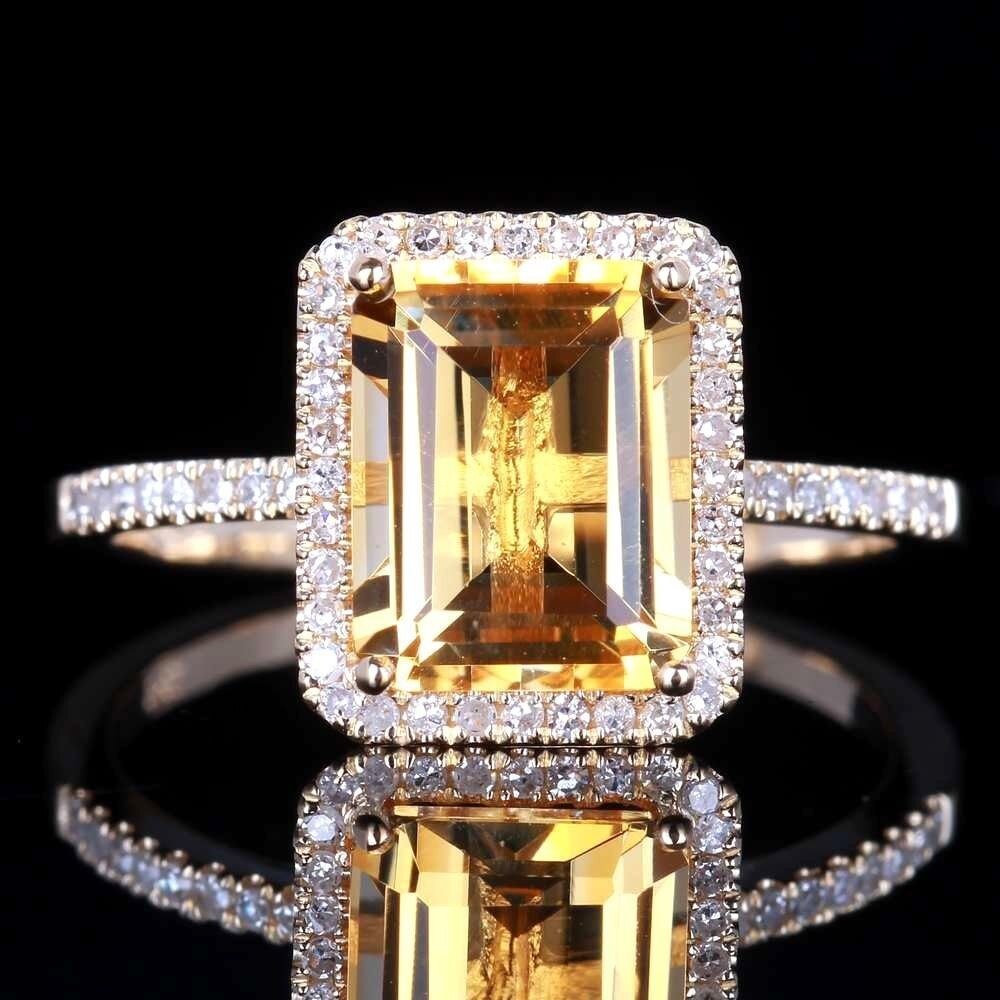 S925 Sterling Silver color Yellow Topaz Engagement Ring Gem Bague Bizuteria for Women Sliver 925 Jewelry Women Bijoux Femme