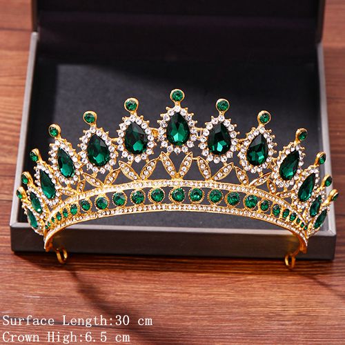 Aveuri Vintage Baroque Queen Tiara Diadem Gold Wedding Crystal Rhinestone Crown Tiaras Bridal Hair Jewelry Wedding Hair Accessories