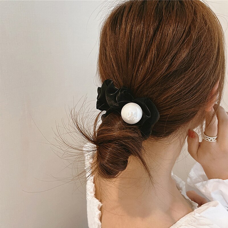 Aveuri High-Quality bead Large Intestine Hair Ring Ins Ponytail Leather Case Temperament Head Rope 2022 New Simple Headdress Female