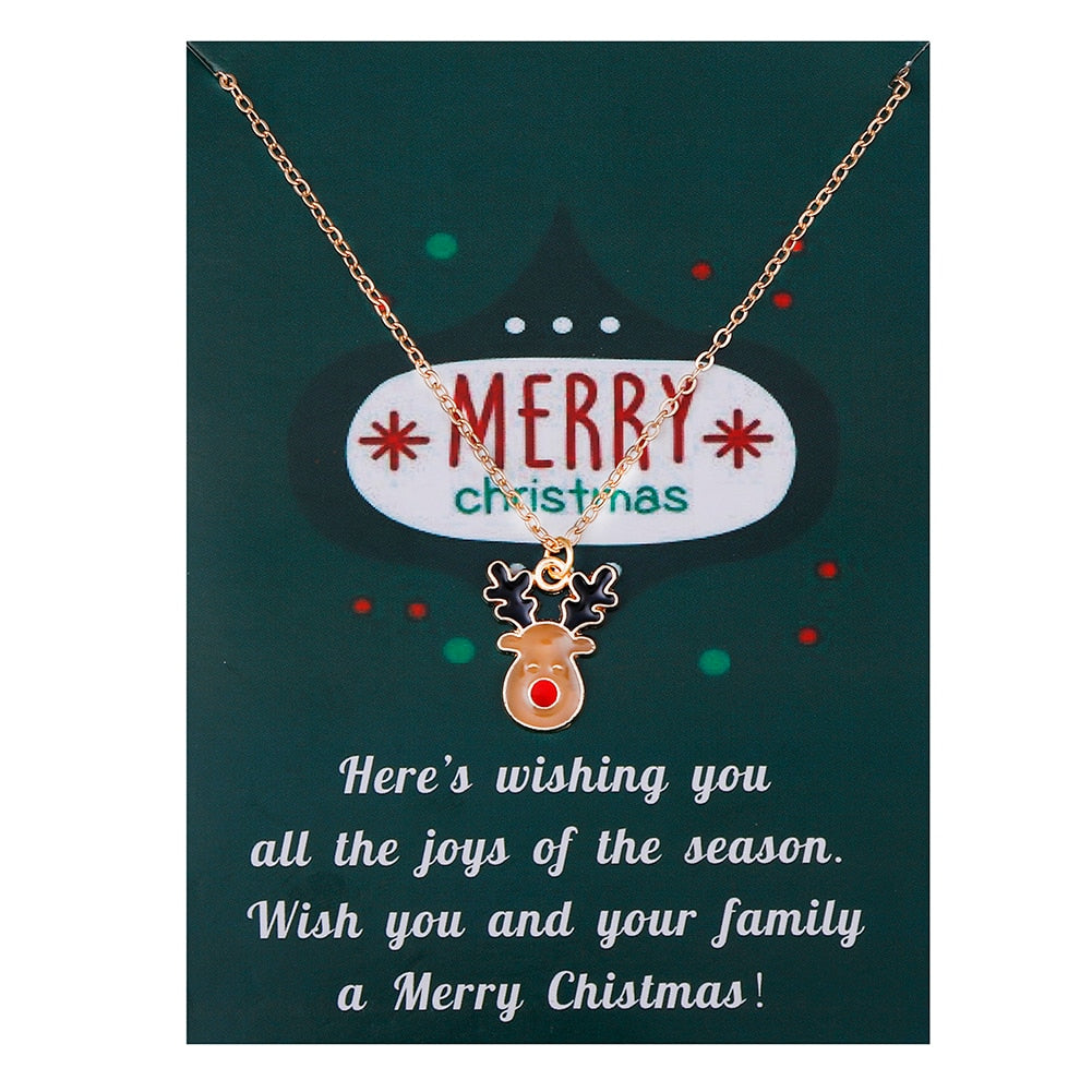 Christmas Gift Fashion Jewelry Christmas Ornaments Drip Oil Snowman Pendant Necklace