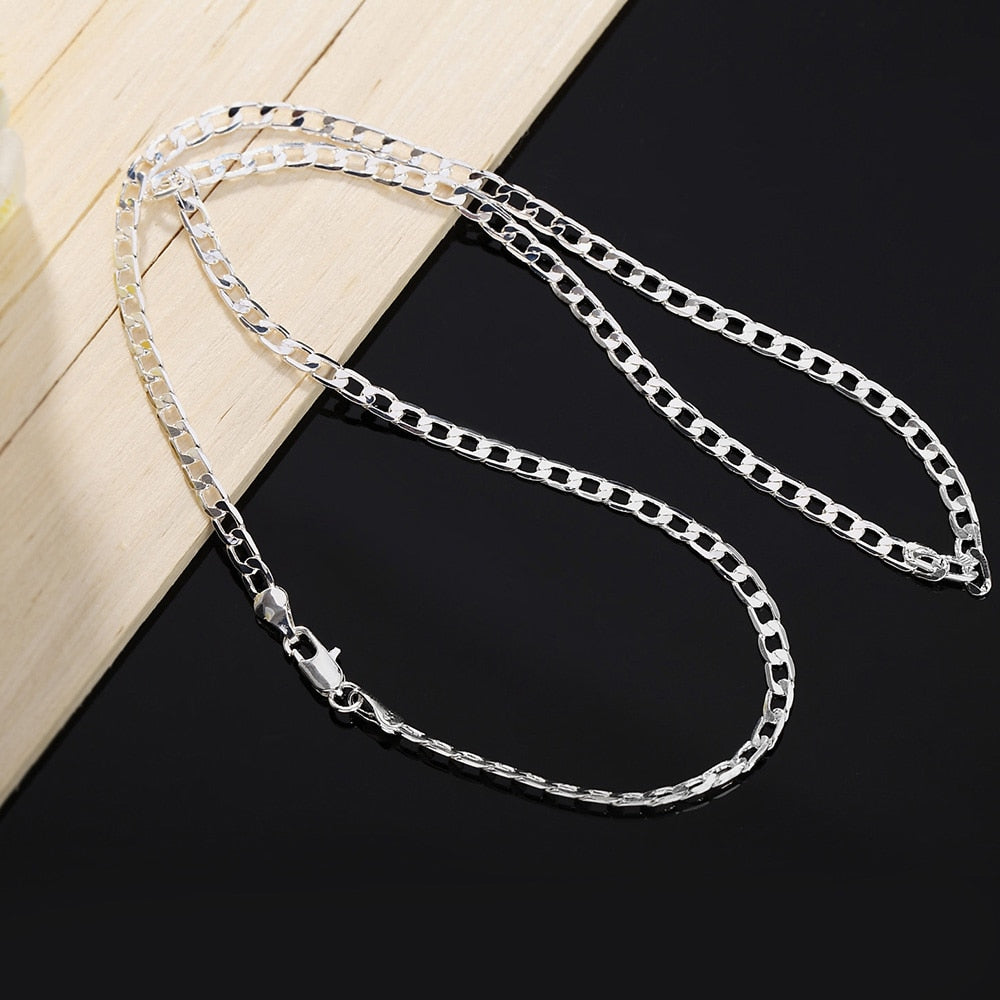Aveuri  alloy 16/18/20/22/24/26/28/30 Inch 4mm Sideways Necklace For Women Man Fashion Wedding Charm Jewelry
