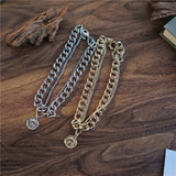 Aveuri Punk Multi-Layer Coin Chain Choker Necklace For Women Real Gold Plated Fashion Portrait Chunky Chain Necklaces Fashion Jewelry