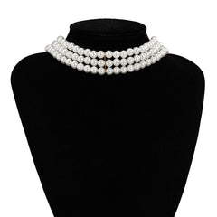 Aveuri  Elegant Imitation Pearl Chain Necklace For Women Wedding Multilayer Chunky Bead Neck Jewelry Gift Accessories Bijoux