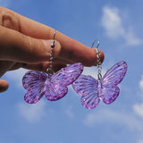 Aveuri Cool Women Transparent Resin Butterfly Big Statement Drop Earrings For Girl Cute Animial Hanging Earrings  Jewelry Gift