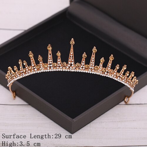 Aveuri Bridal Crown Golden Wedding Hair Accessories Rhinestone Bride Wedding Tiaras and Crowns Headpiece Diadema Hair Ornament