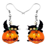 Christmas Gift Acrylic Halloween Black Cat Kitten Pumpkin Earring Dangle Drop Festival Jewelry For Girls Women Teen Charms Gift Hot Sale