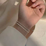 New Fashion 925 Sterling Silver Double Layer Bracelet Beads Exquisite Simple Women Bracelet Fine Jewelry Accessories