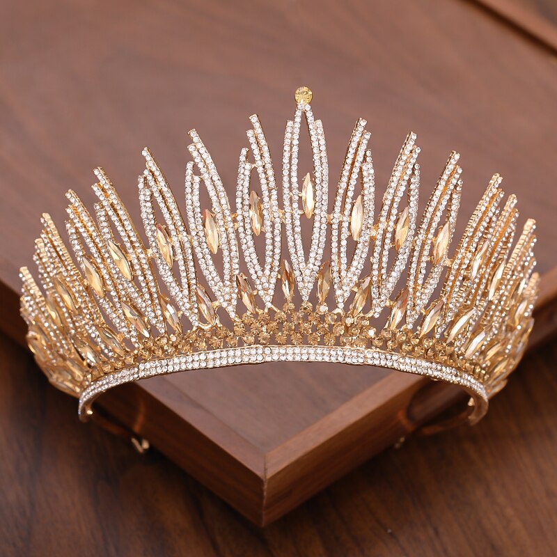 Bridal Crown And Tiara Headpiece Gold Silver Color Rhinestone Crystal Diadem Queen Crown Princess Tiaras Wedding Hair Jewelry