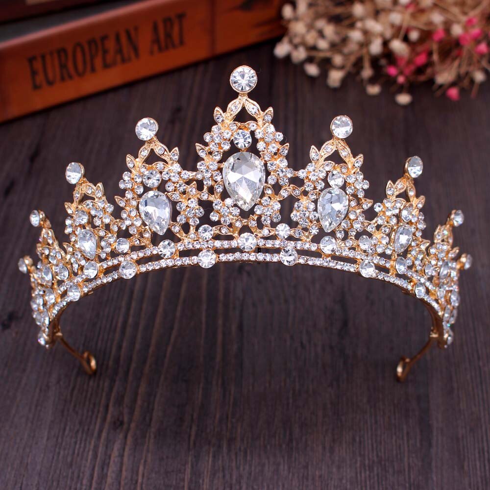 Aveuri Christmas Gift Vintage Baroque Headbands Crystal Luxury Tiaras Crowns Bride Headpieces Bridal Hair Jewelry for Women Wedding Hair Accessories