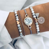 Tocona Bohemian Natural Stone Bead Bracelet Set for Women Luxury Gold Bracelets Female Gothic Indian Jewelry Accessories