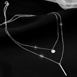 Christmas Gift Double layer Necklace Round Shiny Full Zircon Long pendant Necklaces Gift For Girl Fine Accessories NK062