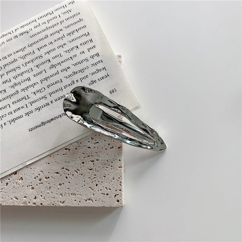 Korean INS Wind Metal Hair Clips For Hair Girls Geometric Hollow Triangle Square Alloy Wave Texture Side Clip Hairpins Headdress