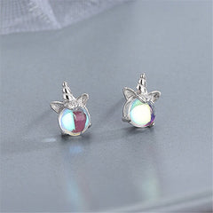 Christmas Gift Unicorn Opal Stud Earrings For Women Party Anniversary Jewelry Pendientes eh473