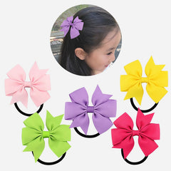 Back to school 2024 AVEURI Candy Colour Girl Bow-Knot Grosgrain Ribbon Hair Ring Female Rubber Band Elastic Hair Bands Bows Girl's Headware